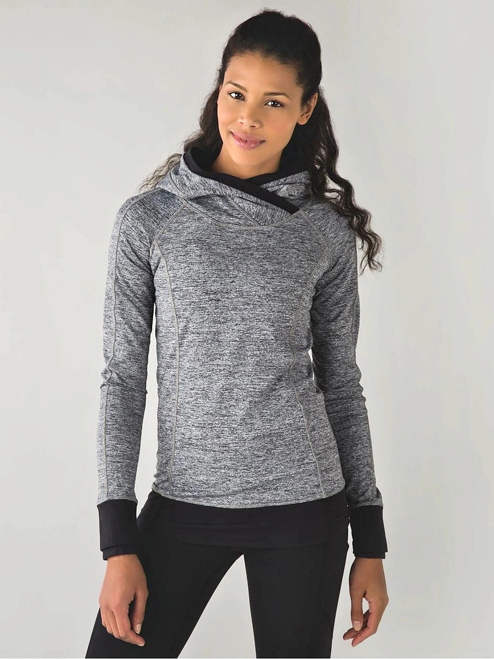 LKNEW lululemon Think Fast Hoodie Womens Rulu LS Shirt 8 Black Gray